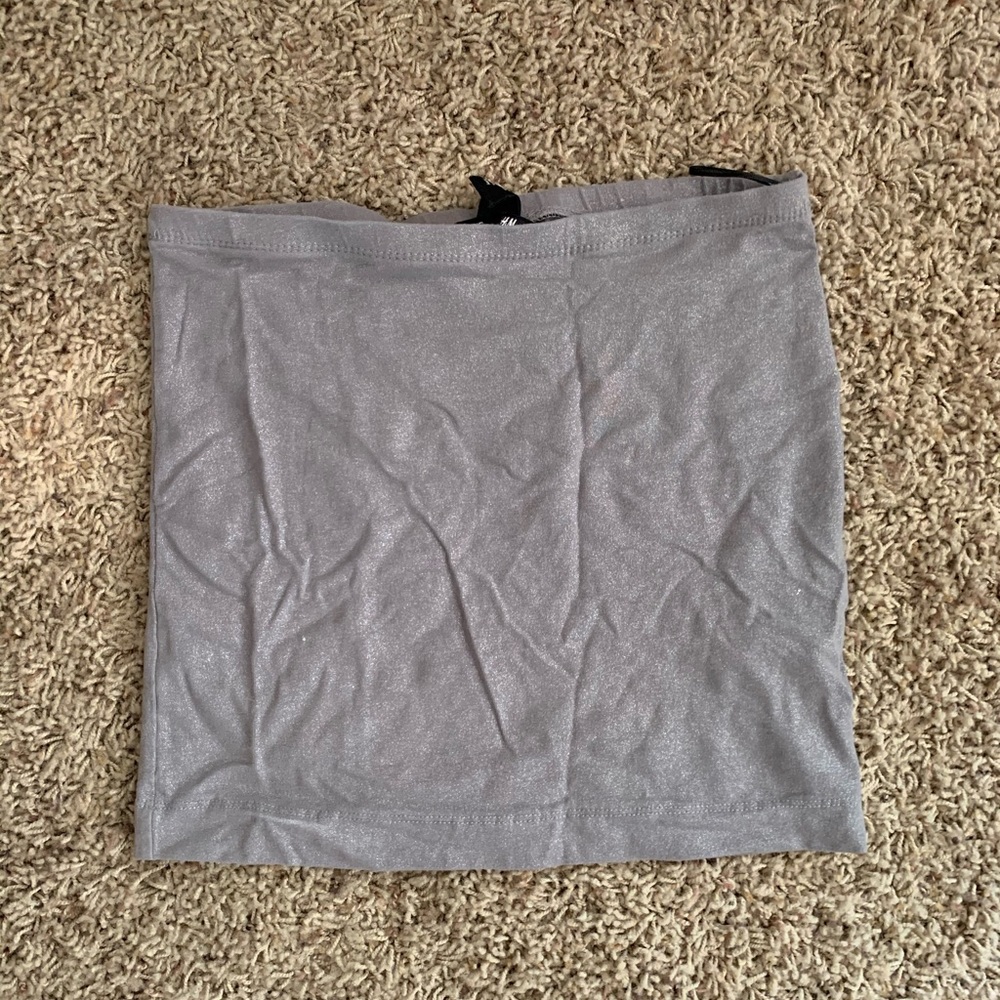 silver sparkly tube top